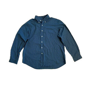 Ralph Lauren Men’s XXL Button Down Shirt Blue Green Plaid Custom Fit 100% Cotton